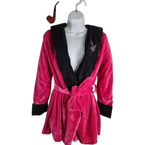 PLAYBOY  VTG Pink Velvet Smoking jacket  Robe Small(6-9)